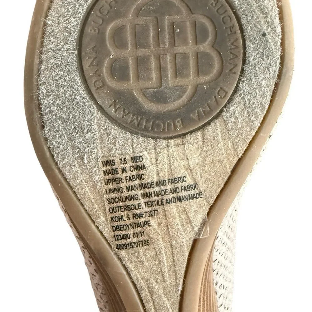 Dana Buchman Women's Beige Perforated Suede Wedge Slip On Shoes Size: 7.5